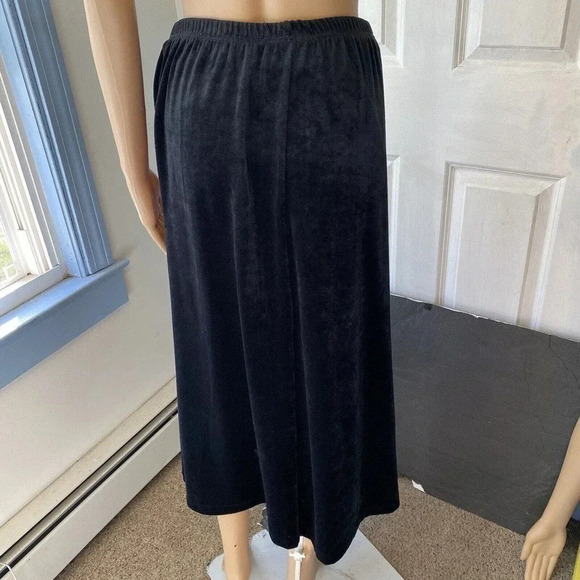 Laura Scott Black Velvet Velour Maxi Skirt Elastic Waist Stretch Comfy Women M - Picture 5 of 7